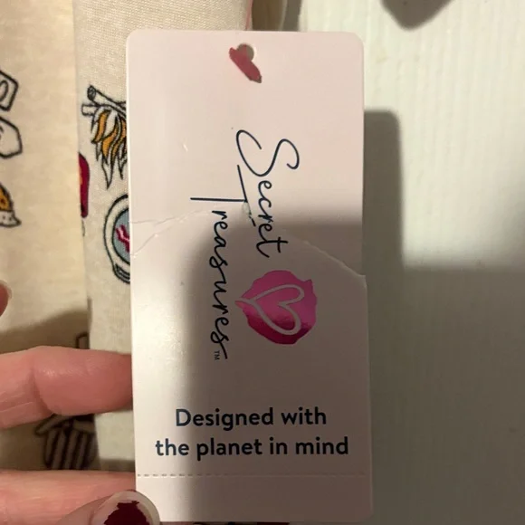 Secret Treasures Cream Pajama Top with Red and Green Accents - Picture 2 of 4